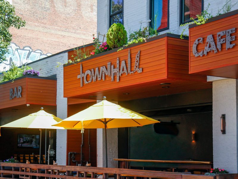 The exterior of a building.