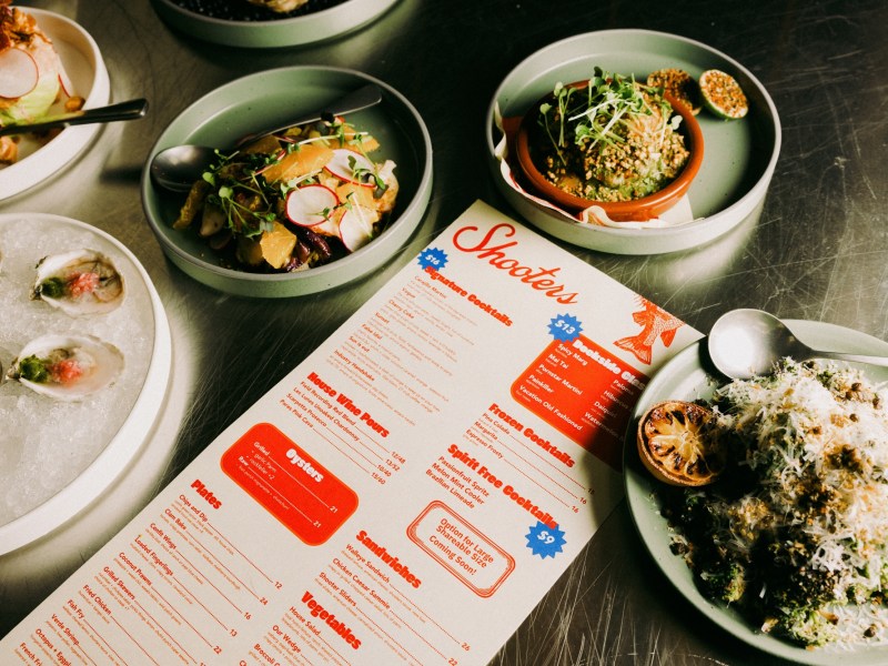 A table of food.
