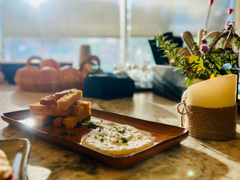 A plate of food.
